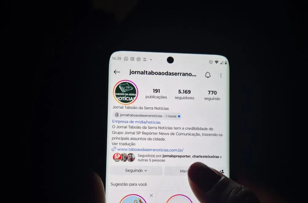 Instagram do Jornal Taboão da Serra Notícias passa a marca de 5 mil seguidores. Foto: Elizeu Teixeira Filho